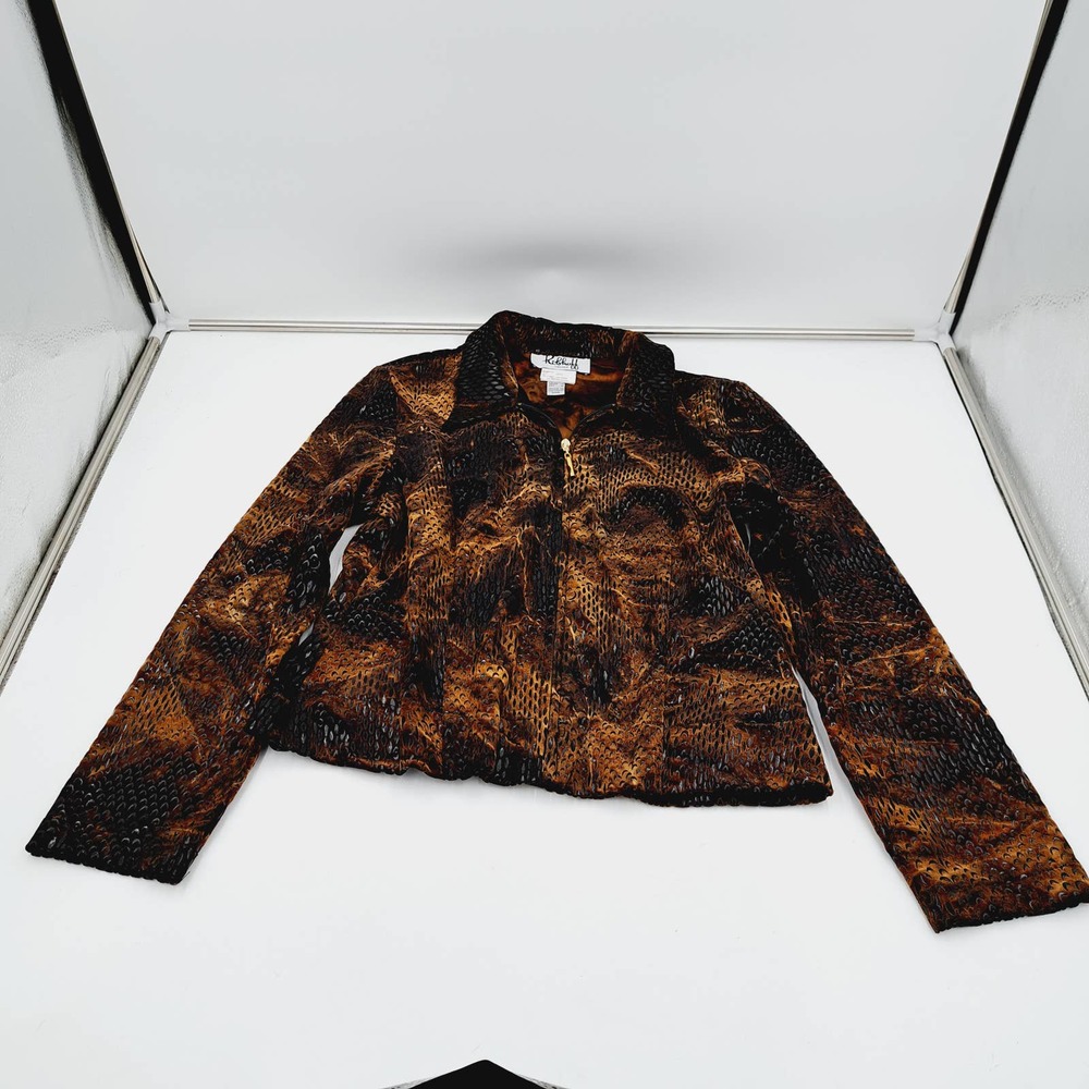 Ribkoff Trends Veston Jacket Full Zip long sleeve Brown Black Snakeskin Print 10